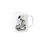 吟遊雑貨のうさぎの幻獣のペン画 Mug :right side of the handle