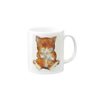 おおかみのしっぽの猫の手もかりるよ。卵をわる子猫 Mug :right side of the handle