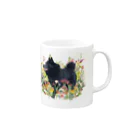 Doggie Freaksのお花畑のスキッパーキ Mug :right side of the handle