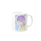 ぐうぐう商店のうつむきレディ　ダウンスタイル Mug :right side of the handle