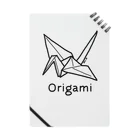 MrKShirtsのOrigami (折り紙鶴) 黒デザイン Notebook