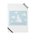 soraのHave a good day 紙飛行機に乗った猫のさぶろう Notebook