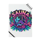 N SAUNA LOGOのプチネオン風サウナロゴ　花柄人魚 ノート