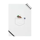 カッパ小屋１号のポケットに野球帽の雀さん(緑帽子) Notebook