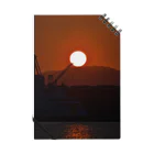 北海道の写真の夕陽と海とクレーン ノート