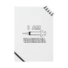 illust_designs_labのワクチン接種済みのイラスト COVID-19 vaccine mRNA 英語文字付き ノート