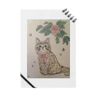 河内葉子の動物アートのグッズのバラと猫グッズ Notebook