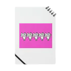 ユウコ∞ナカムラのショップの踊るネコネコシリーズ（白ネコ×ビビッドピンク） ノート
