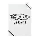 MrKShirtsのSakana (魚) 黒デザイン ノート