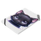 niko&PANDA shopのかわいい黒猫のクローズアップイラスト Notebook :placed flat
