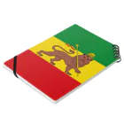 DRIPPEDのRASTAFARI LION FLAG-エチオピア帝国の国旗- Tシャツ Notebook :placed flat