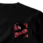 おかづあいのねこちゅうしんの猫一輪 ワンポイントTシャツ