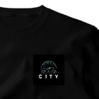 the blue seasonの都市とバイクのダークロゴデザイン ワンポイントTシャツ