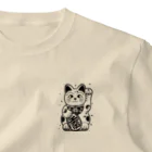 テロメアクリエイト の招き猫 ワンポイントTシャツ