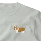 ゆいたっく／犬イラストのバセット・ハウンド(ワンポイント) One Point T-Shirt