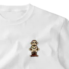 セイコウ スタンプのイラッとお猿さんとチビ猿ちゃん ワンポイントTシャツ