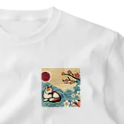 EMAKIの和紋様 x 猫　静寂の和紋様と猫 ワンポイントTシャツ