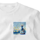La-peaceの雨粒と猫 ワンポイントTシャツ