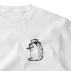 QROOVYのフルート吹きのハリネズミくん ワンポイントTシャツ