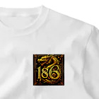 亀蘭タマムシの各国文字「平和」「幸福」「186」 ワンポイントTシャツ