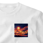 MKTU51のアフリカン　サバンナ　夕日 ワンポイントTシャツ