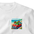 かめのオアシスのかめっち仲間と海岸をドライブ ワンポイントTシャツ