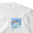 Tamon-TamonのLove & Peace ブルードット ワンポイントTシャツ