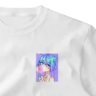 World_Teesのバブルガムを噛むアニメガール 日本の美学 アニメオタク One Point T-Shirt