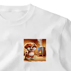 サウナーグッズショップの可愛い子犬がサウナでととのう ワンポイントTシャツ