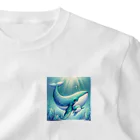 わくわく海の雑貨屋のほのぼのクジラの親子 ワンポイントTシャツ