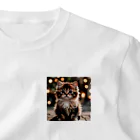 manaco-のふわふわの猫ちゃん ワンポイントTシャツ