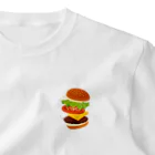 モツ煮子のフレッシュなハンバーガー ワンポイントTシャツ