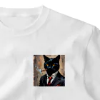 黒猫市場のダンディーな黒猫 ワンポイントTシャツ