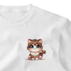 アニマルアートの虎縞ねこ ワンポイントTシャツ