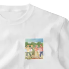 かわいいアートショップの夏　水彩画　友達 ワンポイントTシャツ