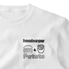 Moco_coのハンバーガーとポテト ワンポイントTシャツ