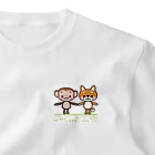 noBuの笑い転げているサルと子犬の柴犬 One Point T-Shirt