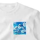 snow-birdの海で遊ぶイルカたちの楽しい風景 One Point T-Shirt