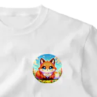 さとさんのかわいい丸っこいキツネ ワンポイントTシャツ