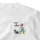 at_taroのSchnauzer leading a baby!! ワンポイントTシャツ