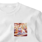 Yukari3977のリボンをつけた白猫ちゃん ワンポイントTシャツ