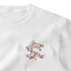 RURIBOSHI_ROCKの連なるアフリカツメガエル(アルビノ) ワンポイントTシャツ