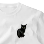 Gktの黒猫のクウ ワンポイントTシャツ