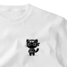 チェリモヤのネコの忍者 ワンポイントTシャツ
