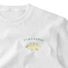 NIKORASU GOのダジャレデザイン「ギョウザウルス」 ワンポイントTシャツ