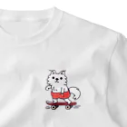 イラスト MONYAAT の赤ぱんポメラのスケボー ワンポイントTシャツ