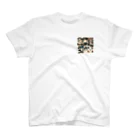 EMAKIの和紋様 x 猫　禅庭園の猫 ワンポイントTシャツ