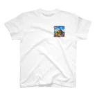 La-peaceの夢の中のモンサンミシェル ワンポイントTシャツ