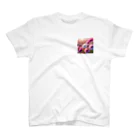 終わらない夢🌈の美しいコスモス💞 ワンポイントTシャツ