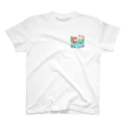 エレファント先生と虹色こどもたちのリスちゃんとウサギちゃんの水泳大好き One Point T-Shirt